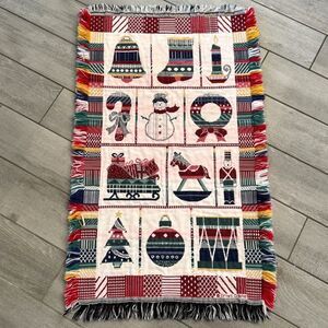 Vintage Crown Crafts Christmas Tapestry Throw Blanket